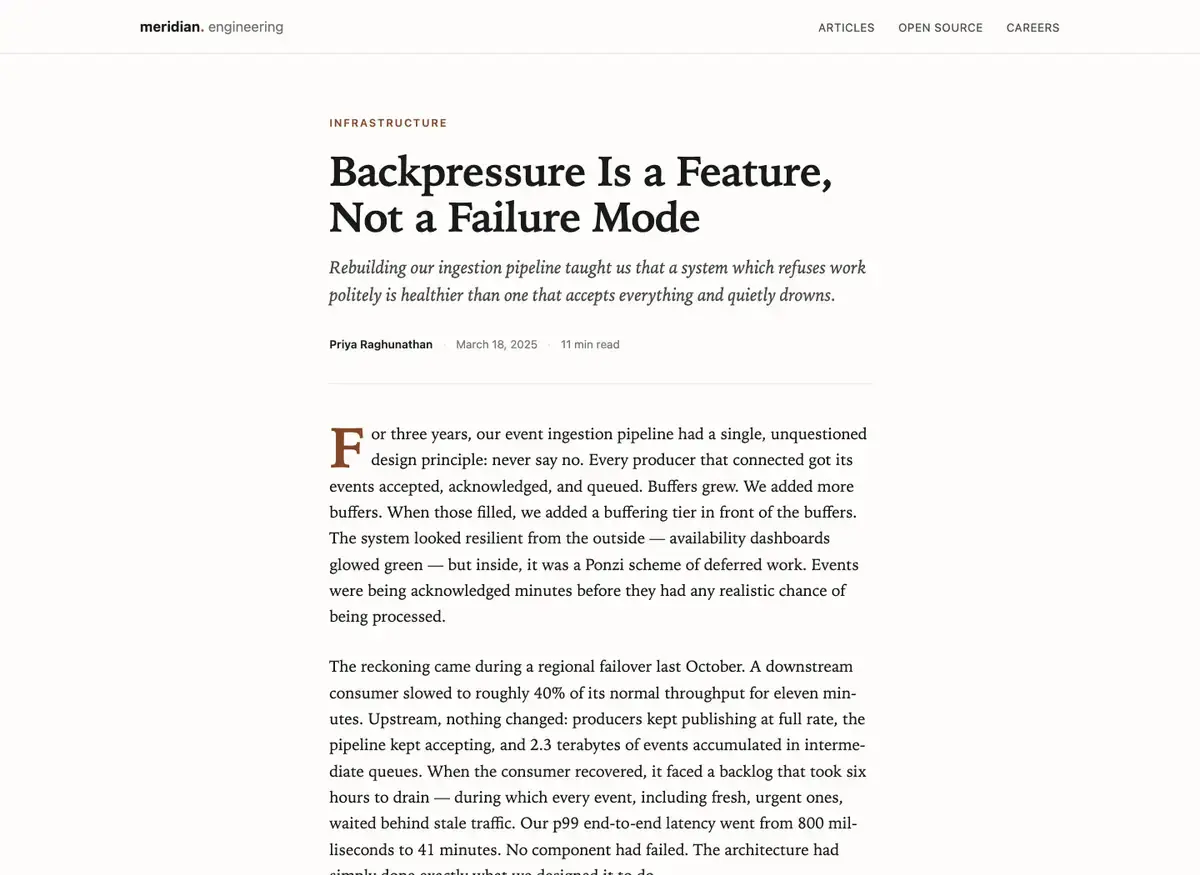 Claude Fable 5's article page, build 1 at desktop size, as the judge saw it