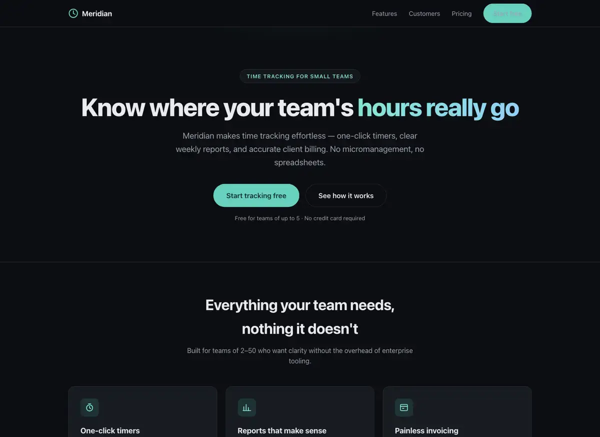 Claude Fable 5's landing page, build 2 at desktop size, as the judge saw it