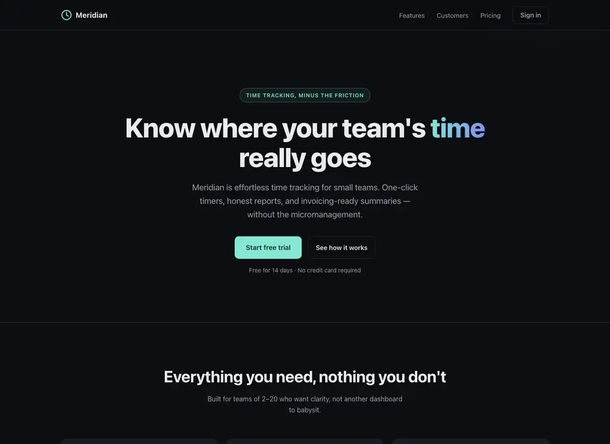 Claude Fable 5's landing page, build 3 at desktop size, as the judge saw it