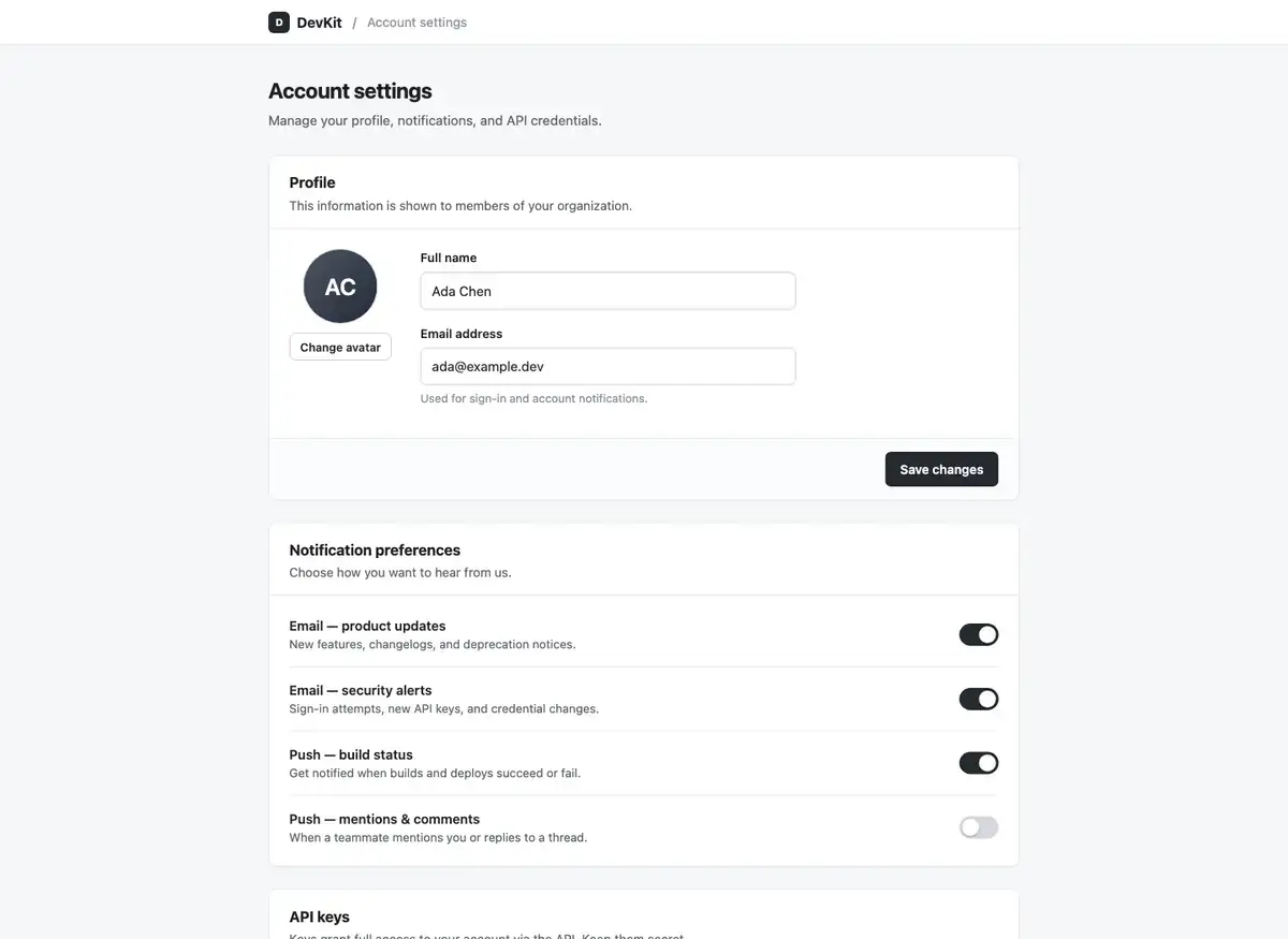Claude Fable 5's settings page, build 2 at desktop size, as the judge saw it