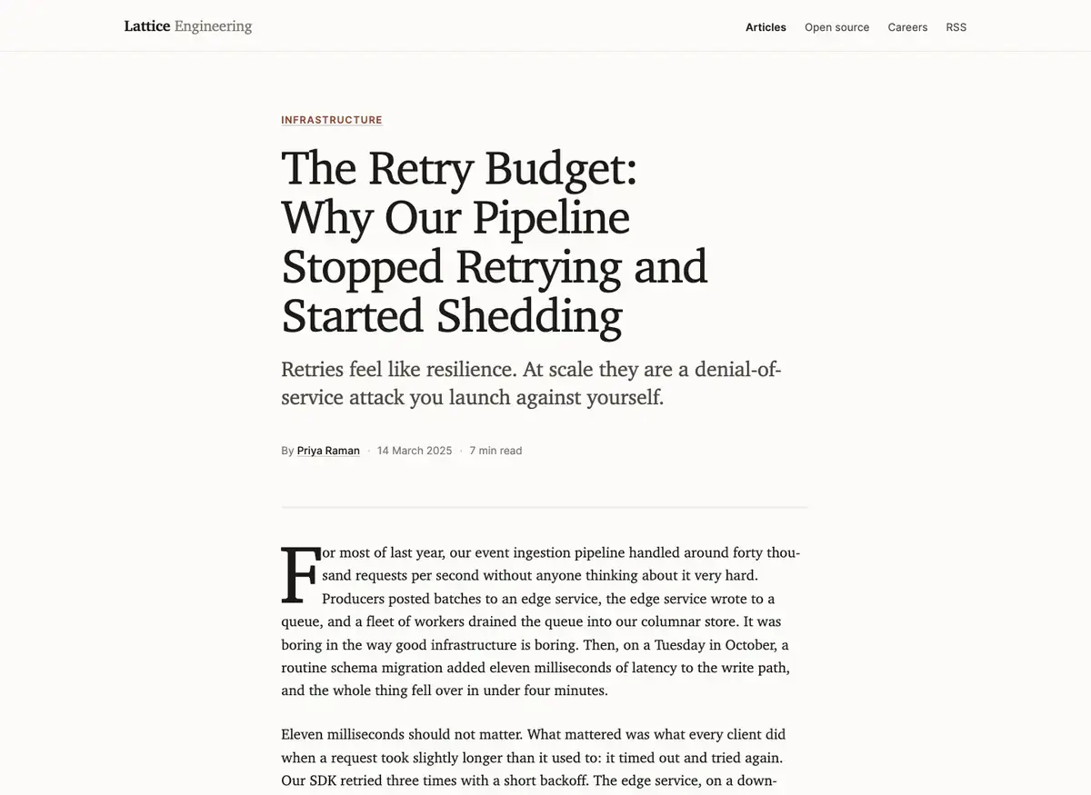 Claude Fable 5.1's article page, build 2 at desktop size, as the judge saw it