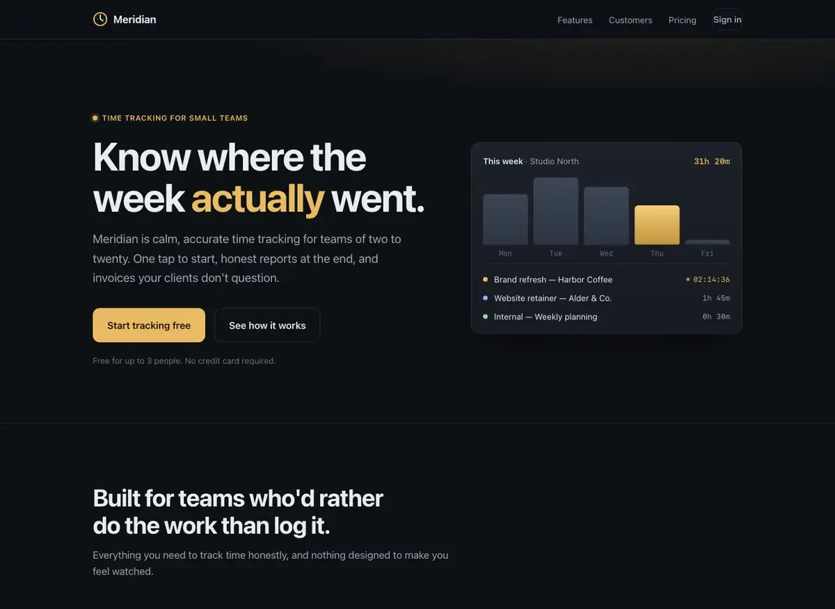 Claude Fable 5.1's landing page, build 1 at desktop size, as the judge saw it