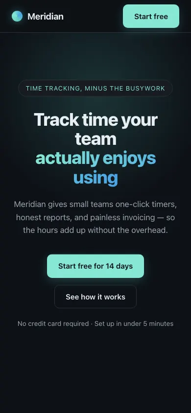 The same page at phone size
