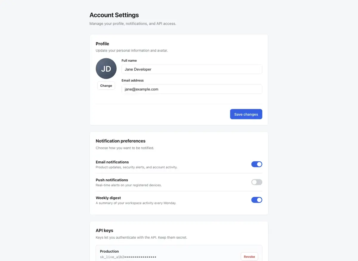 Claude Opus 4.8's settings page, build 2 at desktop size, as the judge saw it