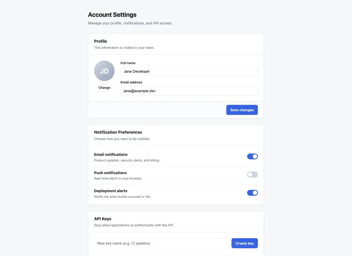 Claude Opus 4.8's settings page, build 3 at desktop size, as the judge saw it