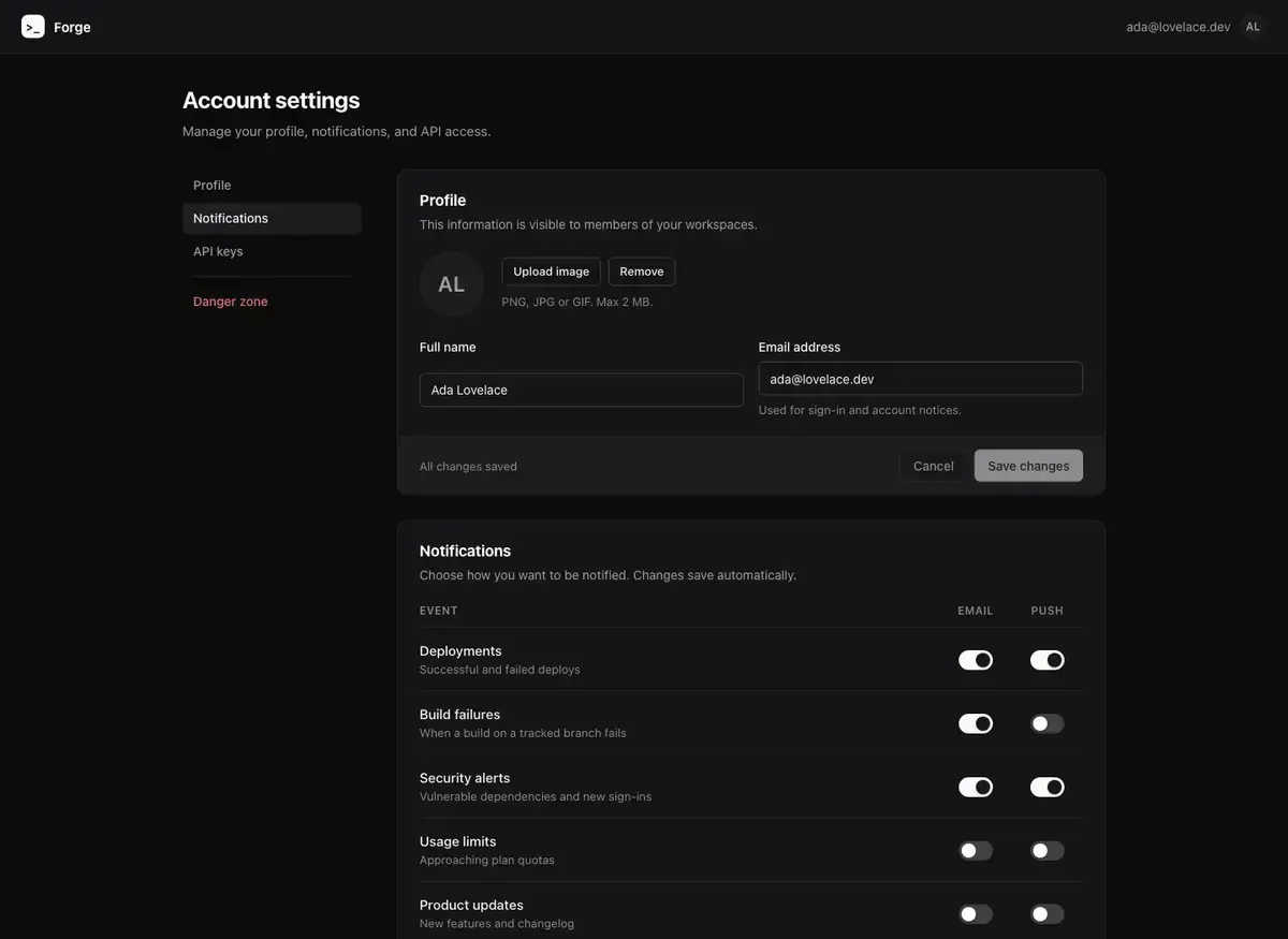 Claude Opus 5.5's settings page, build 1 at desktop size, as the judge saw it