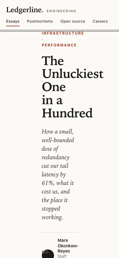 The same page at phone size