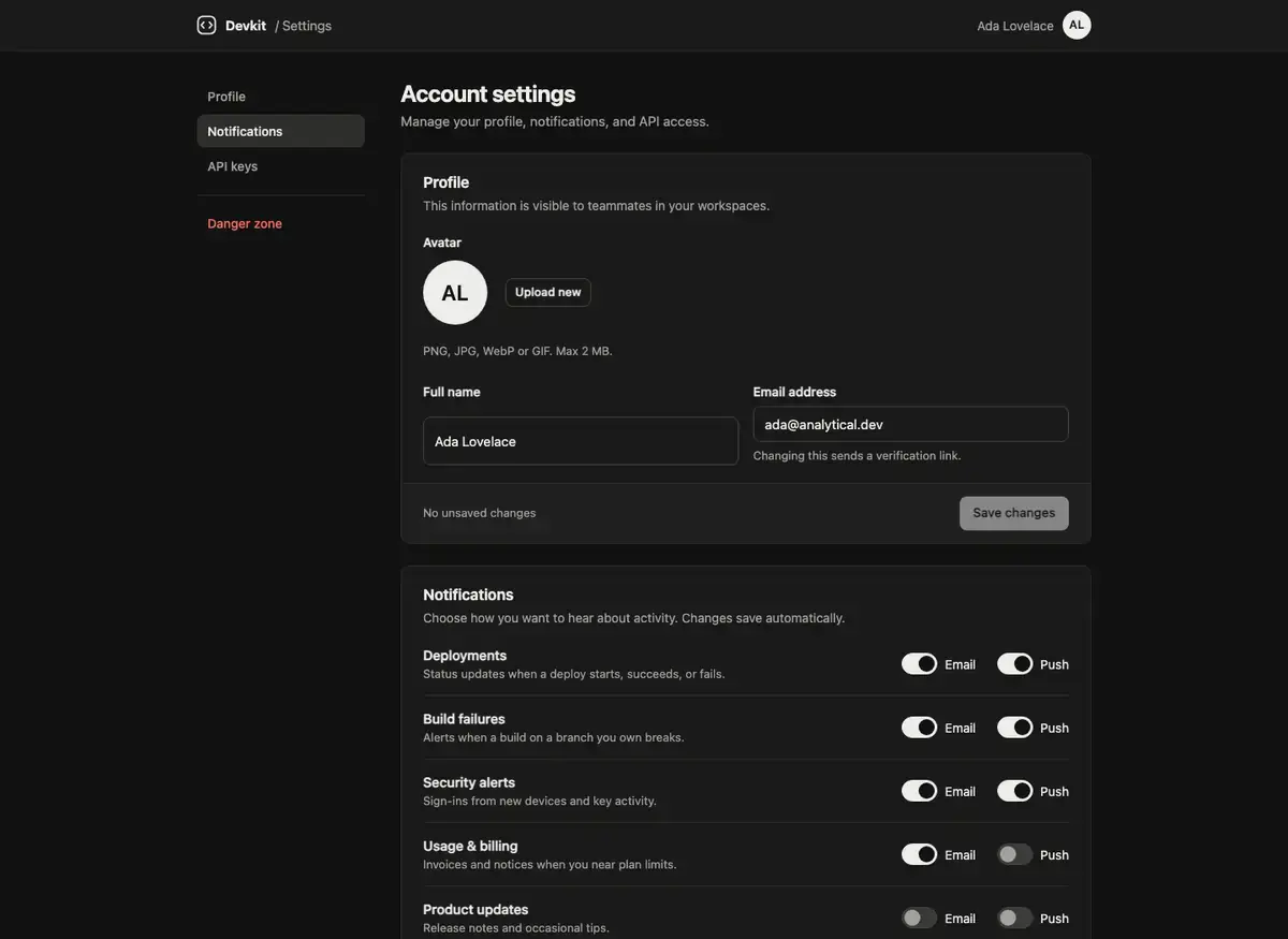 Claude Sonnet 5.5's settings page, build 1 at desktop size, as the judge saw it