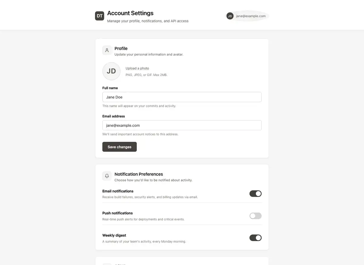 DeepSeek V4 Pro's settings page, build 2 at desktop size, as the judge saw it
