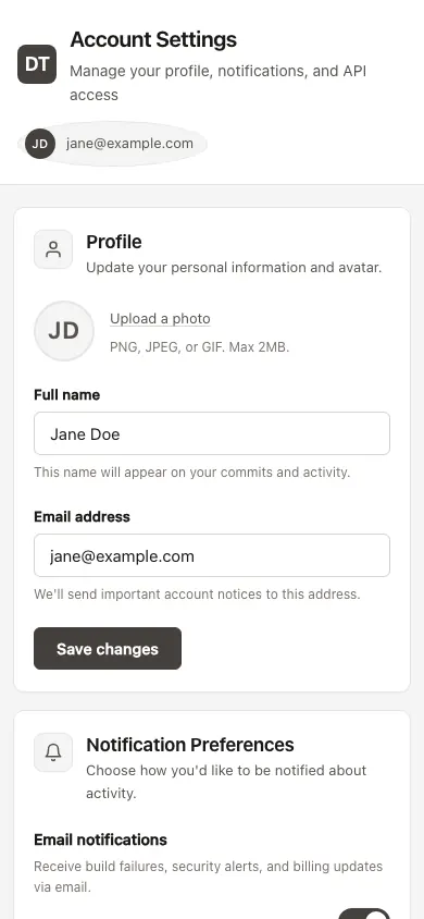 The same page at phone size