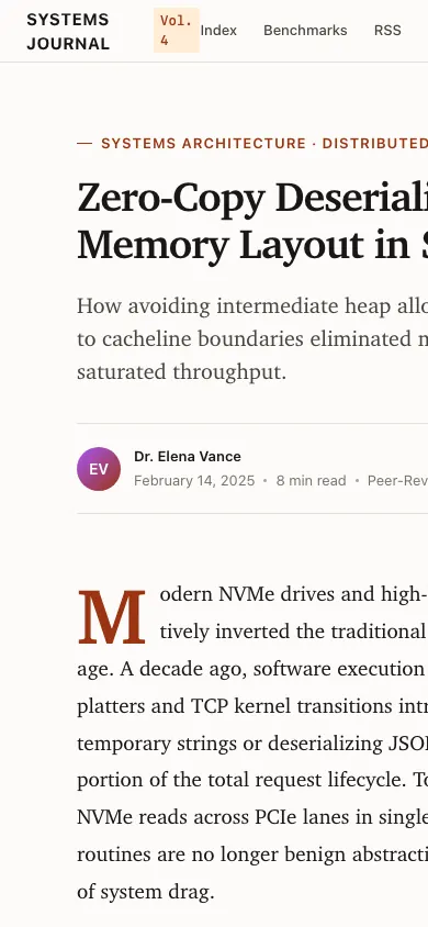 The same page at phone size