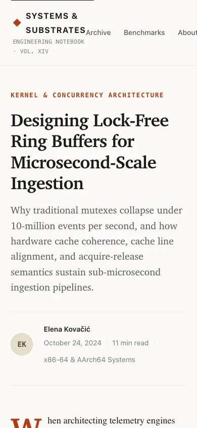 The same page at phone size