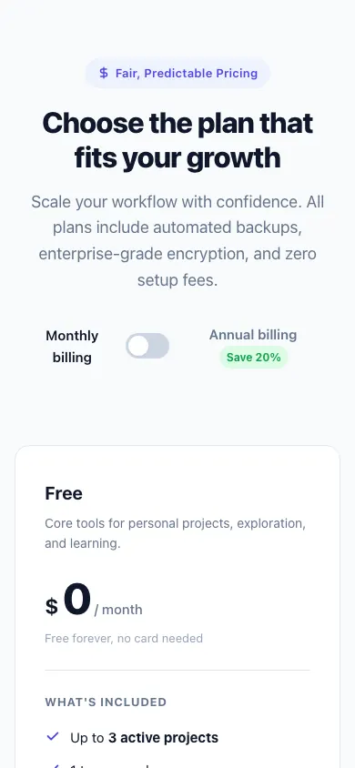 The same page at phone size