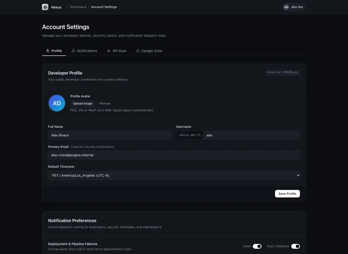 Gemini 3.8 Flash's settings page, build 1 at desktop size, as the judge saw it