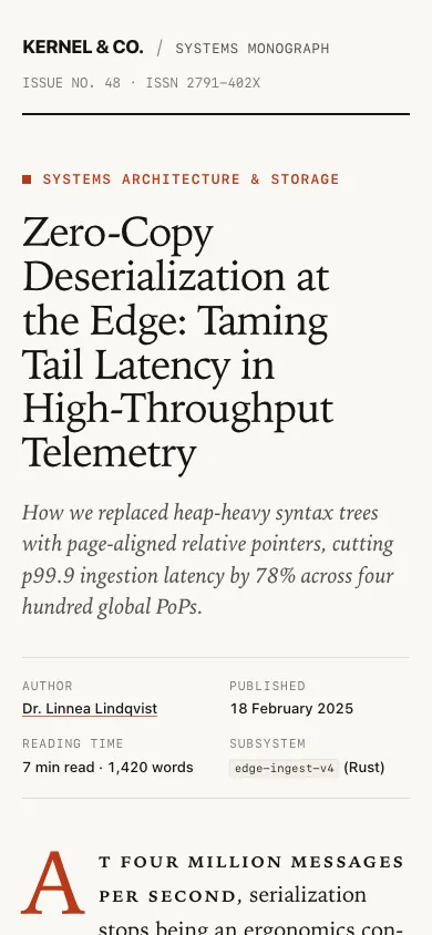 The same page at phone size