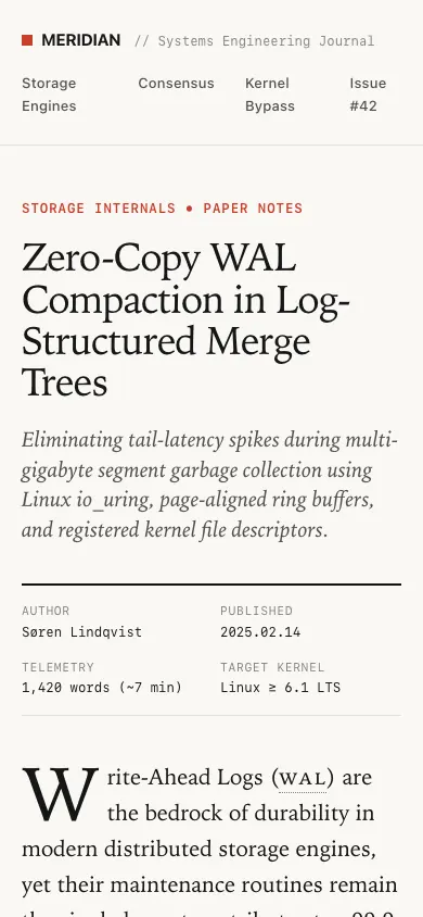 The same page at phone size