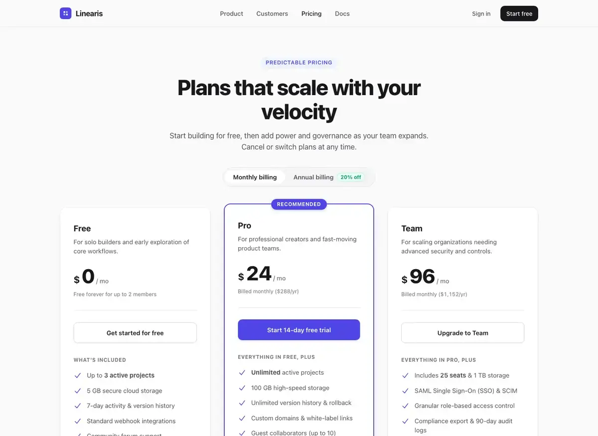 Gemini 4 Argon's pricing page, build 2 at desktop size, as the judge saw it