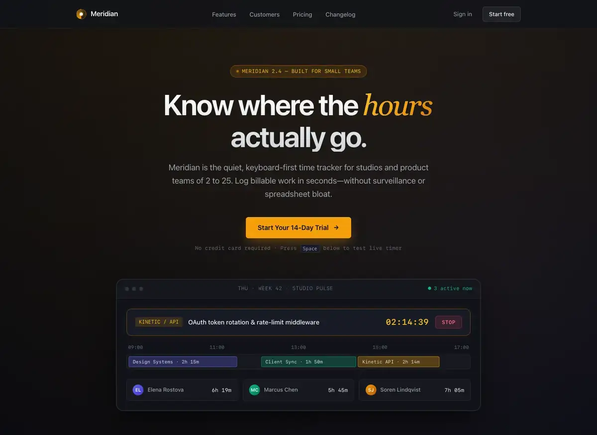 Gemini 4 Argon's landing page, build 1 at desktop size, as the judge saw it