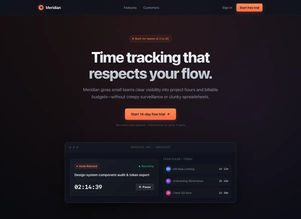 Gemini 4 Argon's landing page, build 2 at desktop size, as the judge saw it