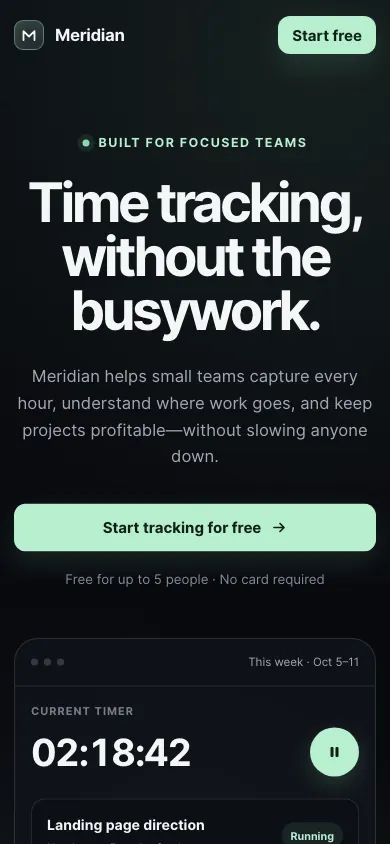 The same page at phone size