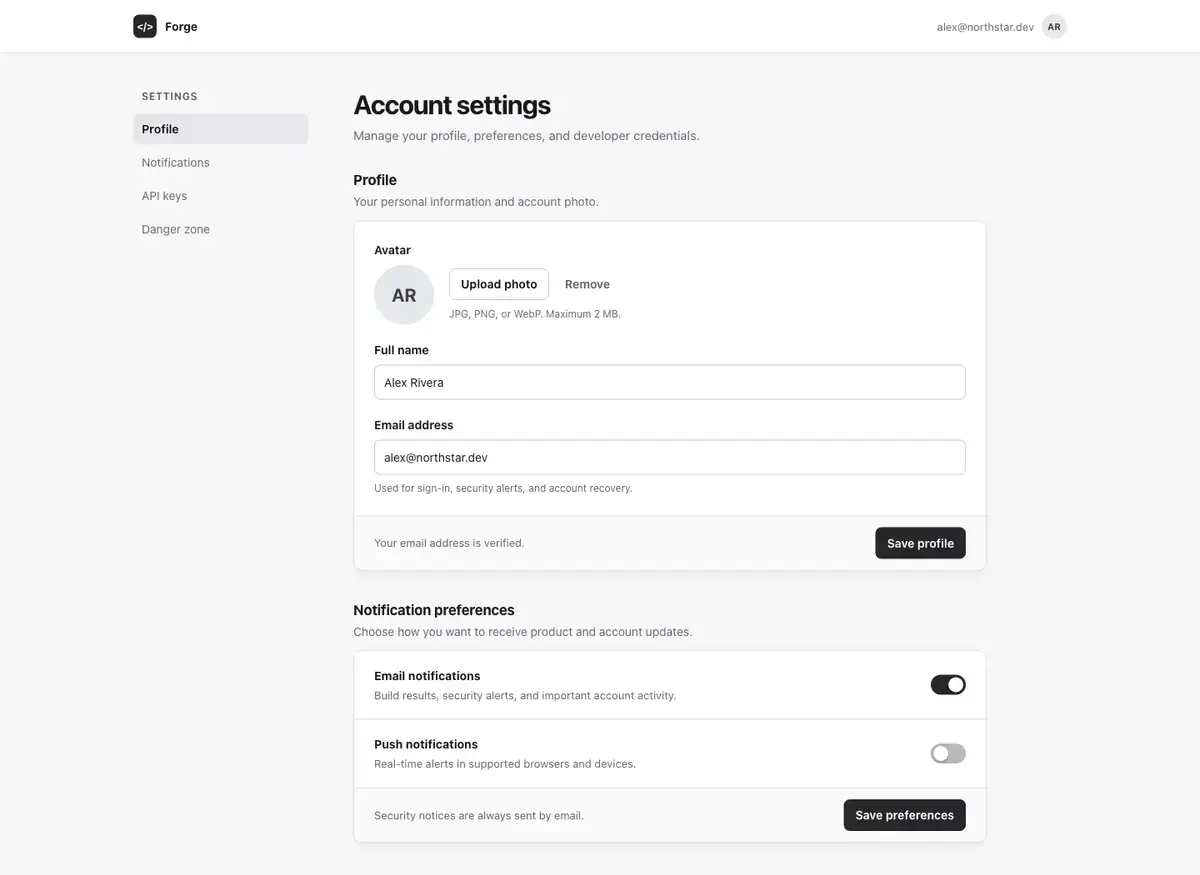 GPT-5.6 Sol's settings page, build 1 at desktop size, as the judge saw it