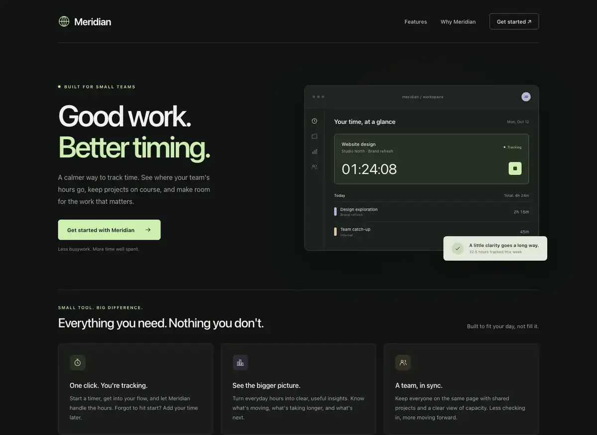 GPT-6.1 Sol's landing page, build 1 at desktop size, as the judge saw it