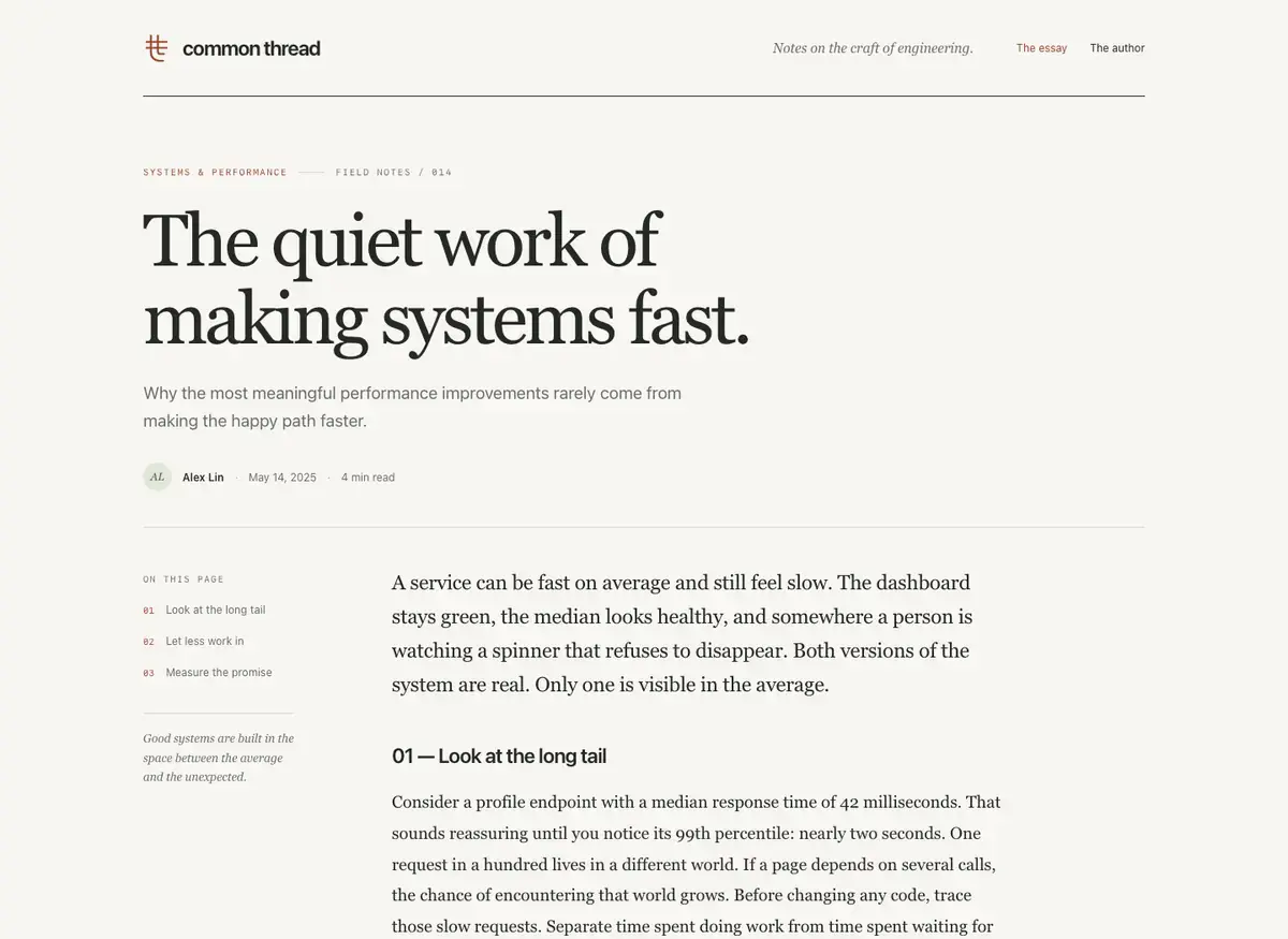 GPT-6 Astra's article page, build 1 at desktop size, as the judge saw it