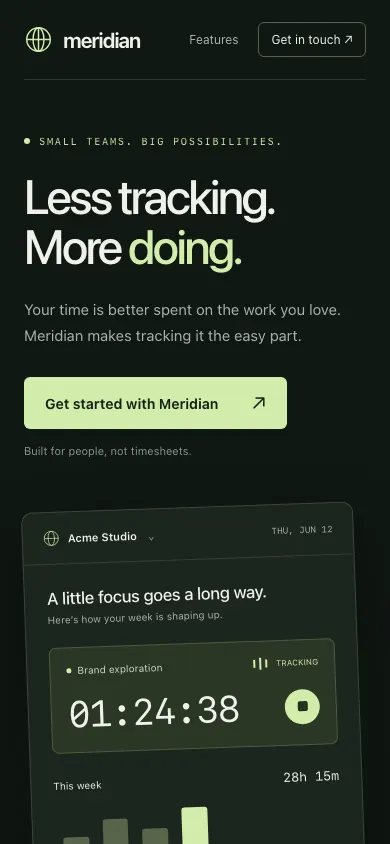 The same page at phone size
