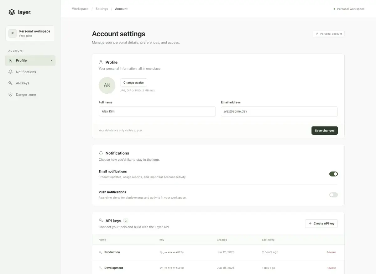 GPT-6 Astra's settings page, build 1 at desktop size, as the judge saw it