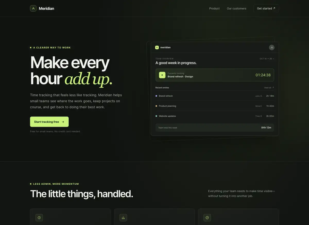 GPT-6 Luna's landing page, build 1 at desktop size, as the judge saw it