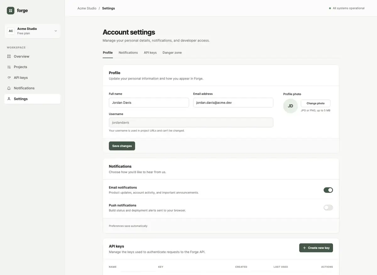 GPT-6 Luna's settings page, build 1 at desktop size, as the judge saw it