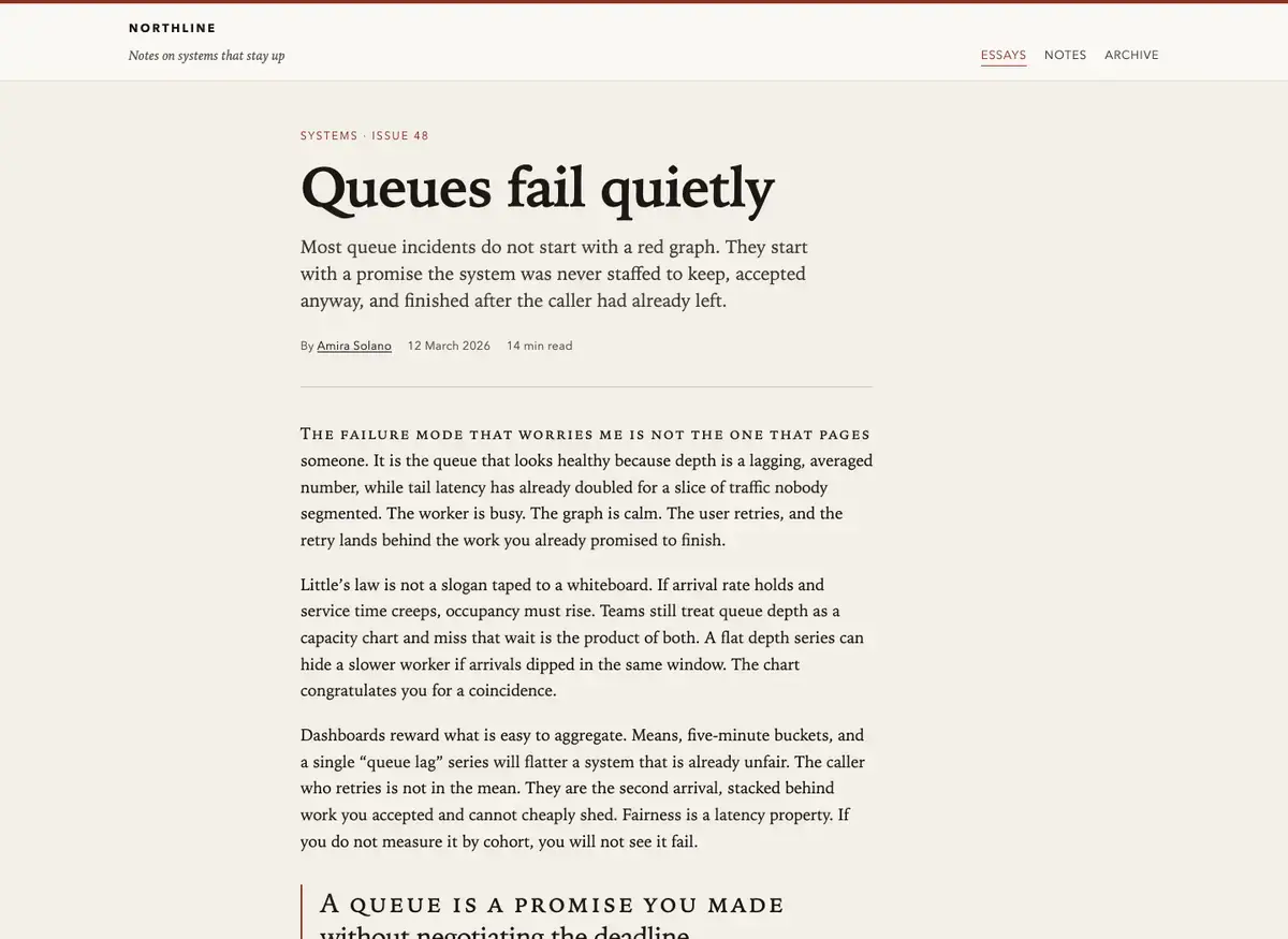 Grok 4.7's article page, build 2 at desktop size, as the judge saw it