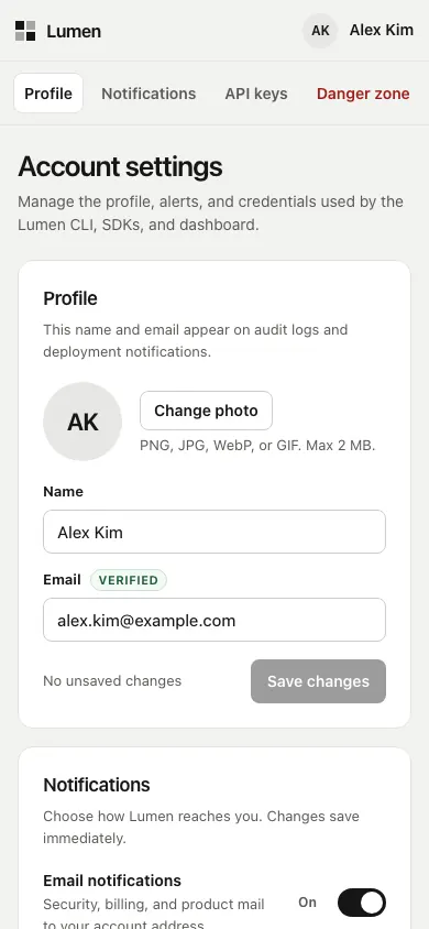 The same page at phone size