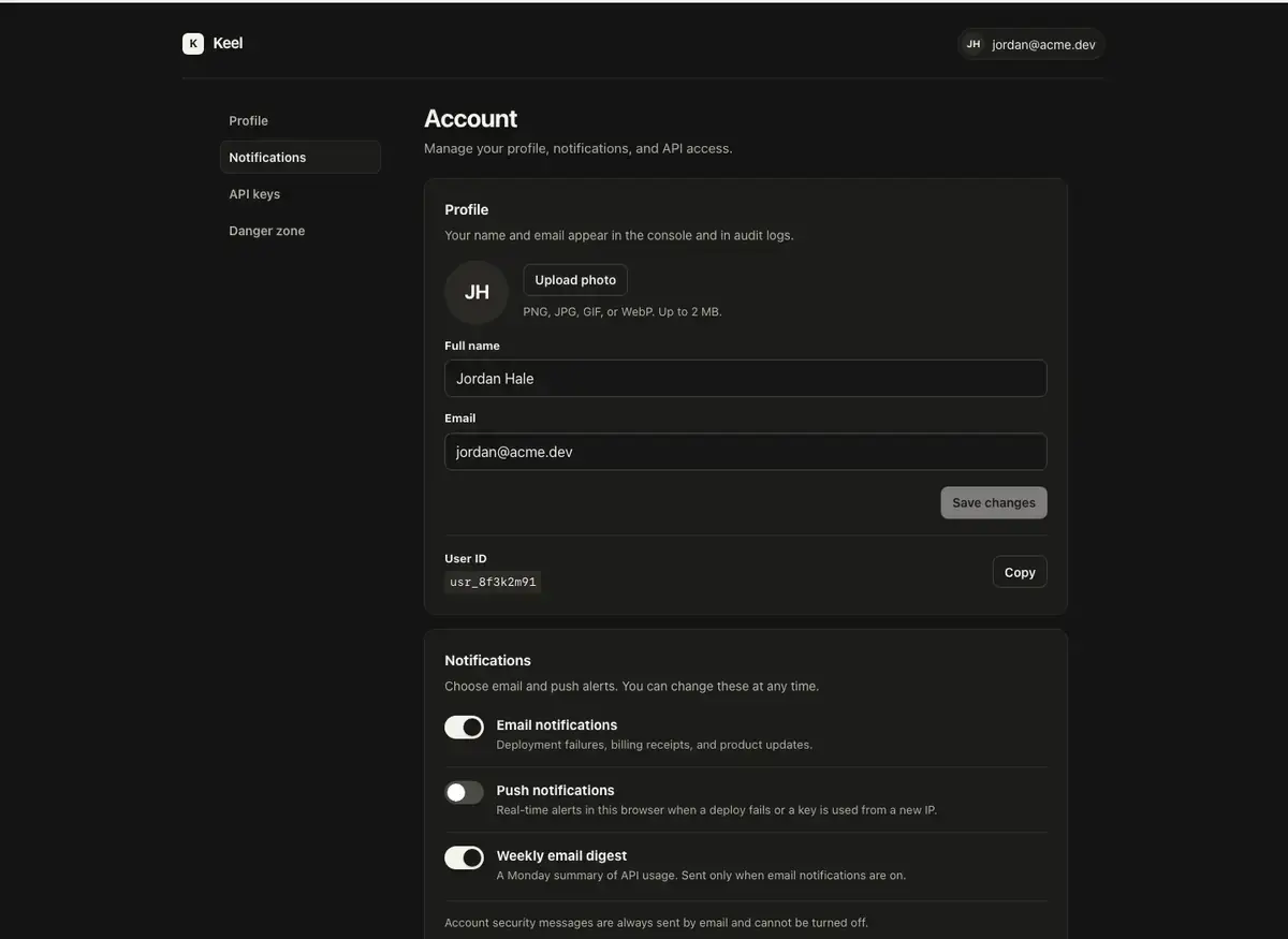 Grok 4.7's settings page, build 2 at desktop size, as the judge saw it