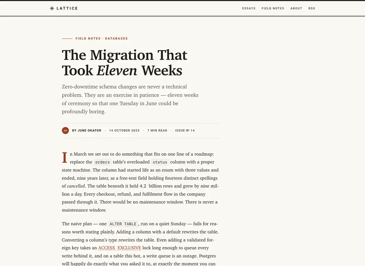 Kimi K3's article page, build 1 at desktop size, as the judge saw it