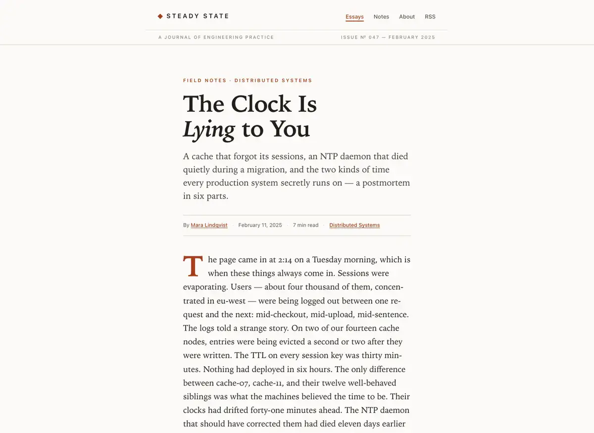 Kimi K3's article page, build 2 at desktop size, as the judge saw it