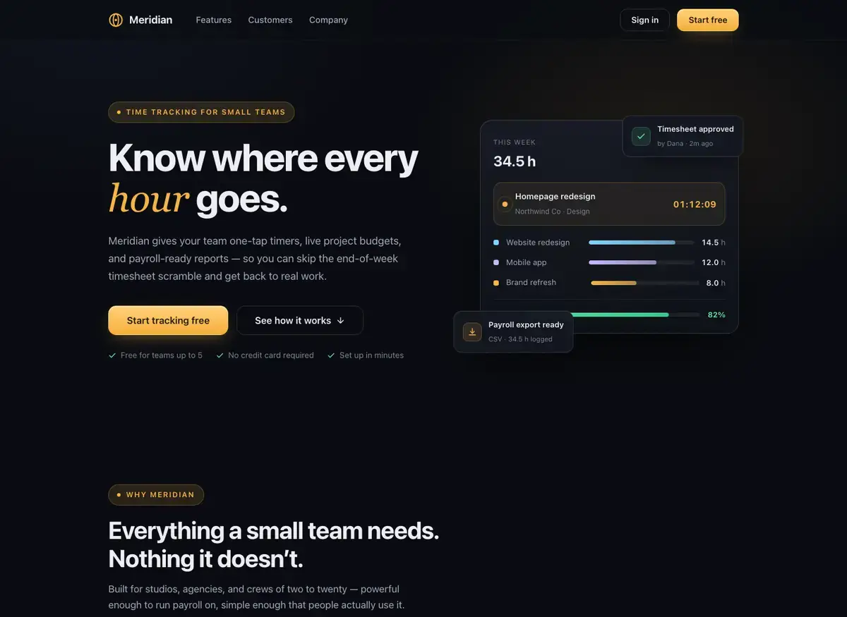 Kimi K3's landing page, build 1 at desktop size, as the judge saw it