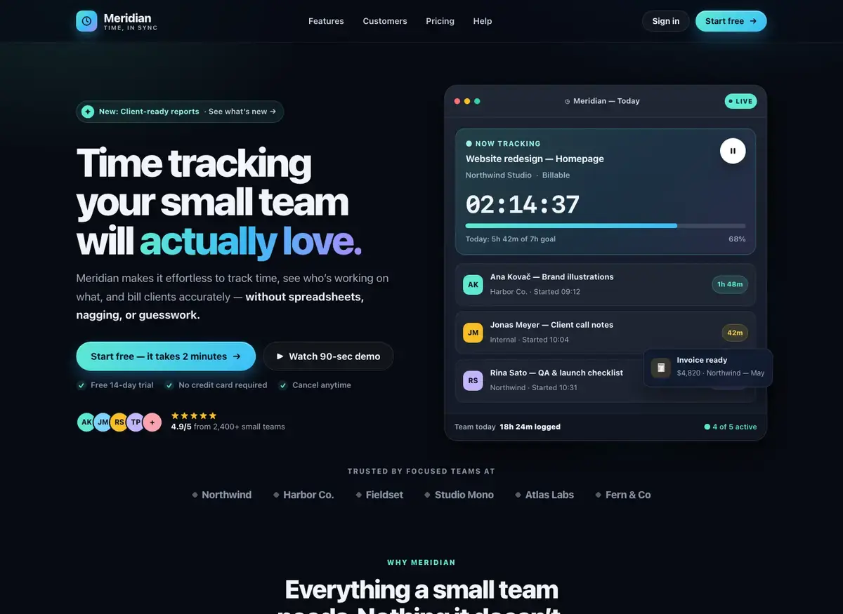 Muse Wonder's landing page, build 2 at desktop size, as the judge saw it