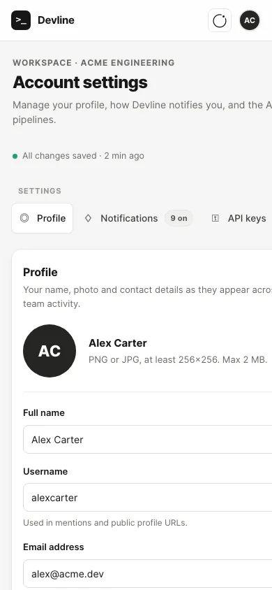 The same page at phone size