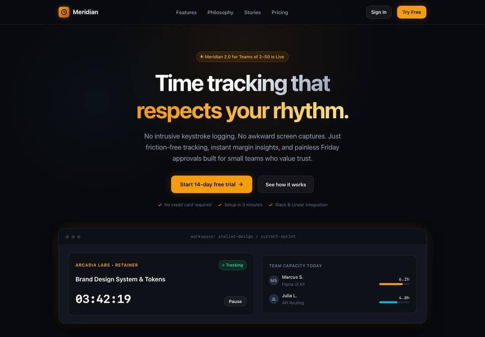 Landing page built by Gemini 3.8 Flash, desktop, top of the page