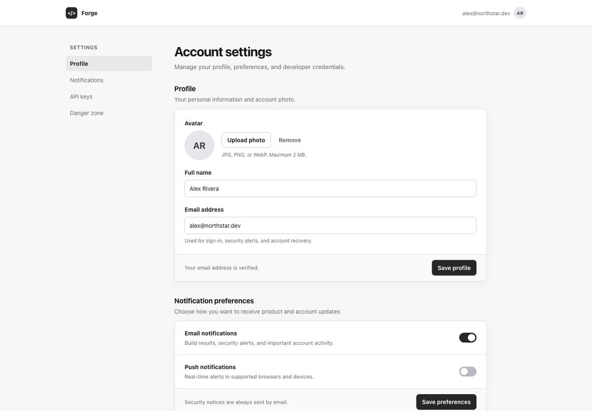 Settings page built by GPT-5.6 Sol