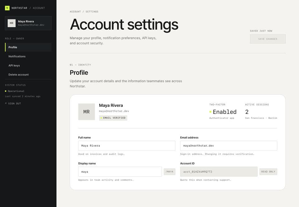 Settings page built by MiMo V2.6 Pro, desktop, top of the page